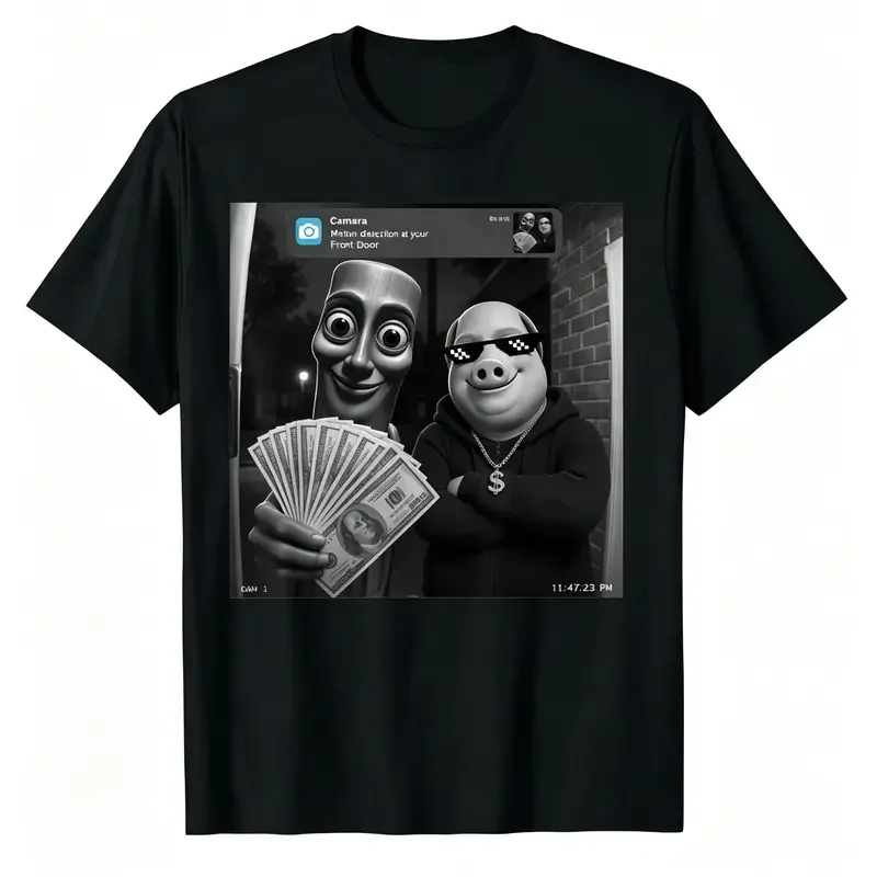 There Is Motion at Your Front Door Tung Tung Tung Sahur John Pork Meme Brainrot T-Shirt Funny Graphic Tees Casual Cotton Menswear Crew Neck Graphic Print Tee Top Womenswear Streetwear Tshirt Breathable