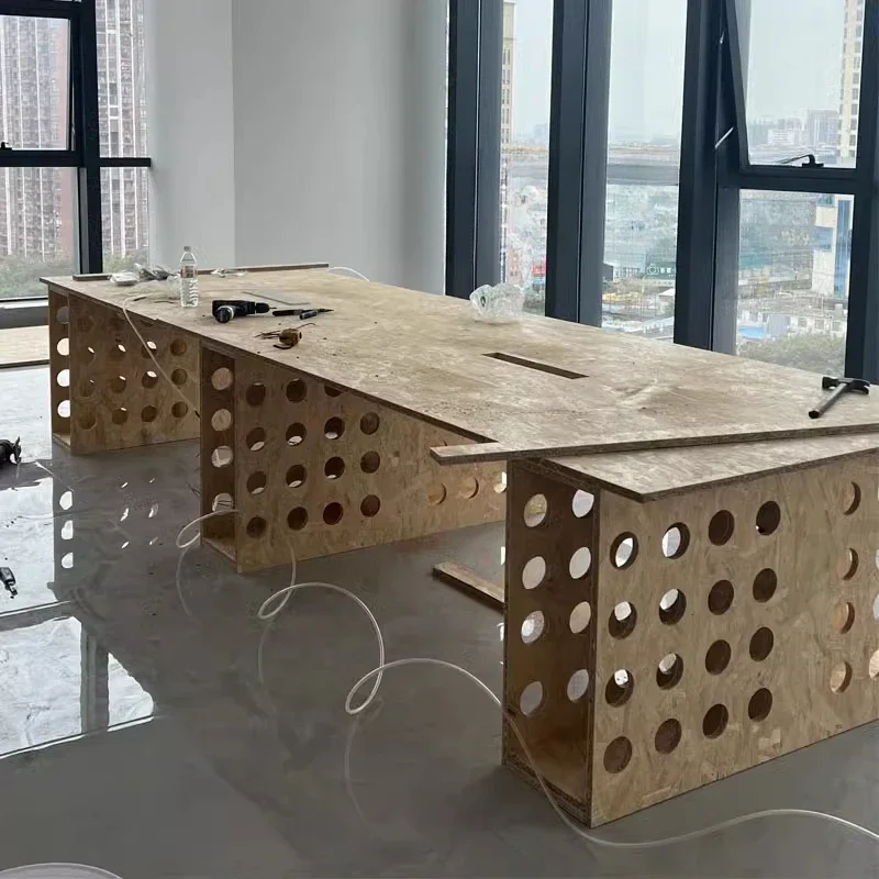 Creative staff desk, simple studio conference table, office computer desk, workbench writing desk