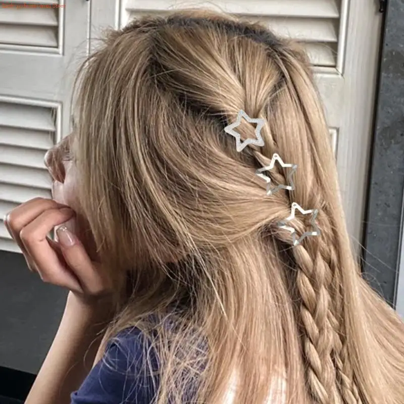 F92D 12PCS Alloy Hair Clip Star Hair Clip for Ponytail Bangs Hairpins for Teenagers Children Christmas Gifts