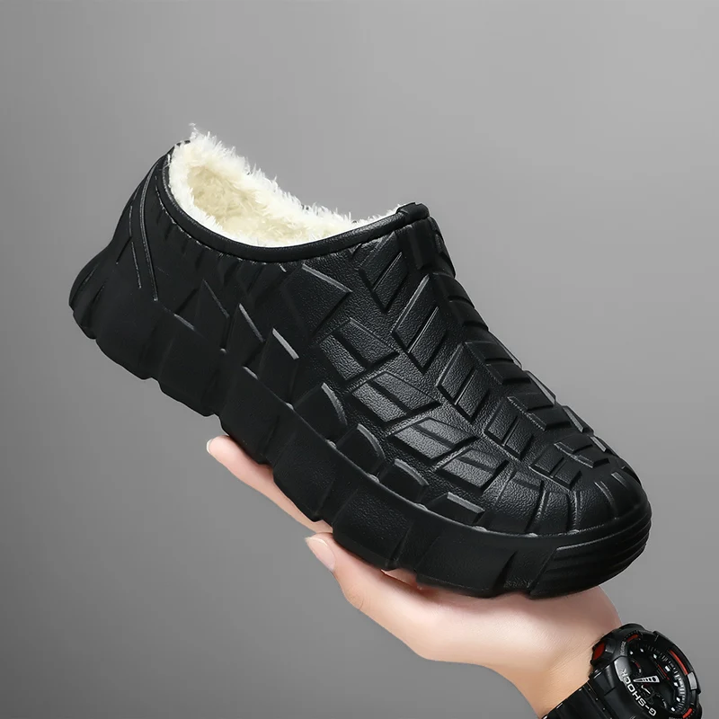 Autumn and Winter Outer Wear Fleece-Lined Thickened Warm Cotton Shoes for Men and Women Couples Home Waterproof Cotton Shoes