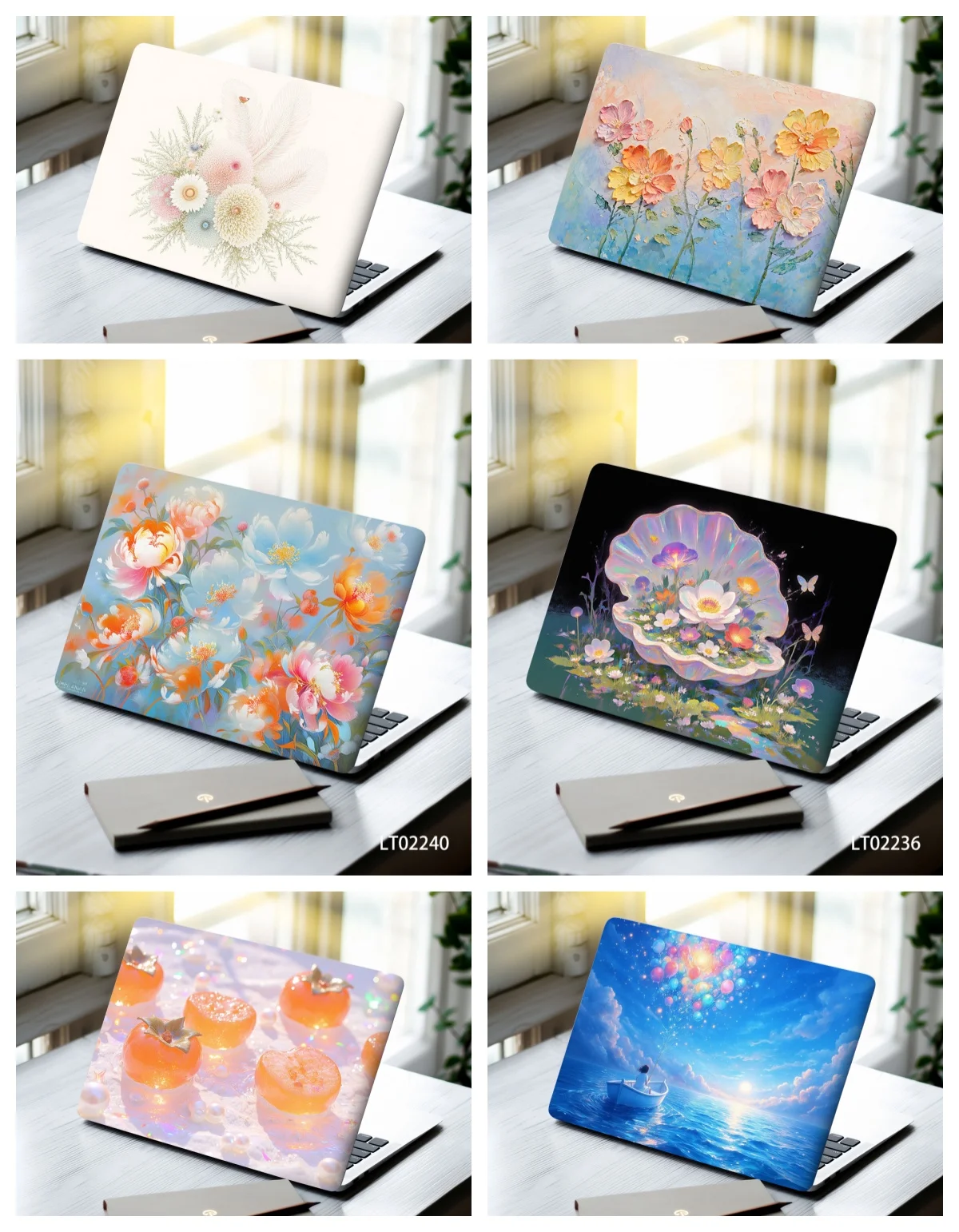 2 PCS Fashion Aesthetic Sticker 15.07x10.82 Inches PVC Removable Laptop Decal for Tablet Decor Laptop Skin MacBook Air