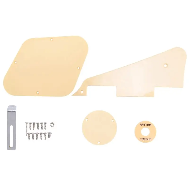A89E-2Set Yellow Pickguard Cavity Switch Covers Pickup Selector Plate Bracket Screws Fit Les Paul Guitar Style Kit