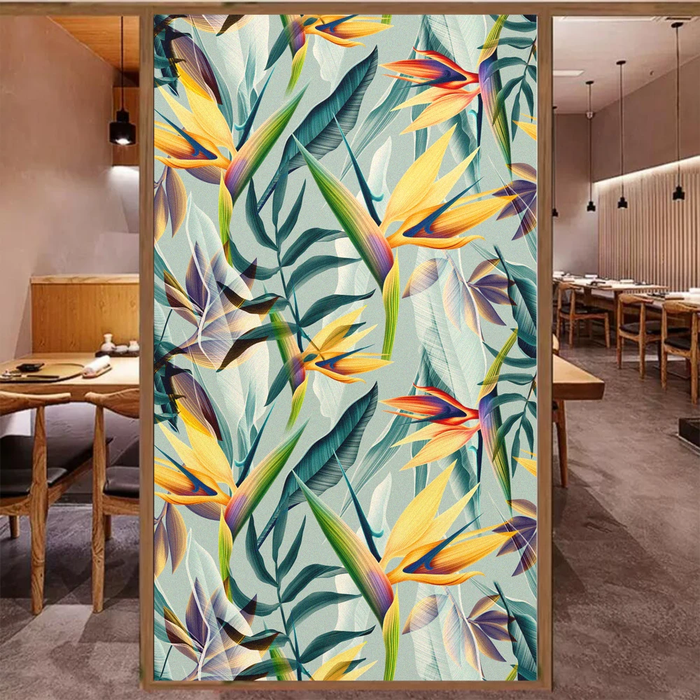 

Window Film Privacy Flower Frosted Glass Sticker Heat Insulation and Sunscreen Static Cling sticker for Home