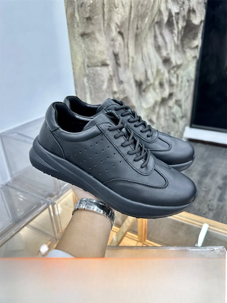 Men's Outdoor Casual Shoes Waterproof Light Running Leather Upgraded Spring 2026 round Toe Thick Bottom Cushioning