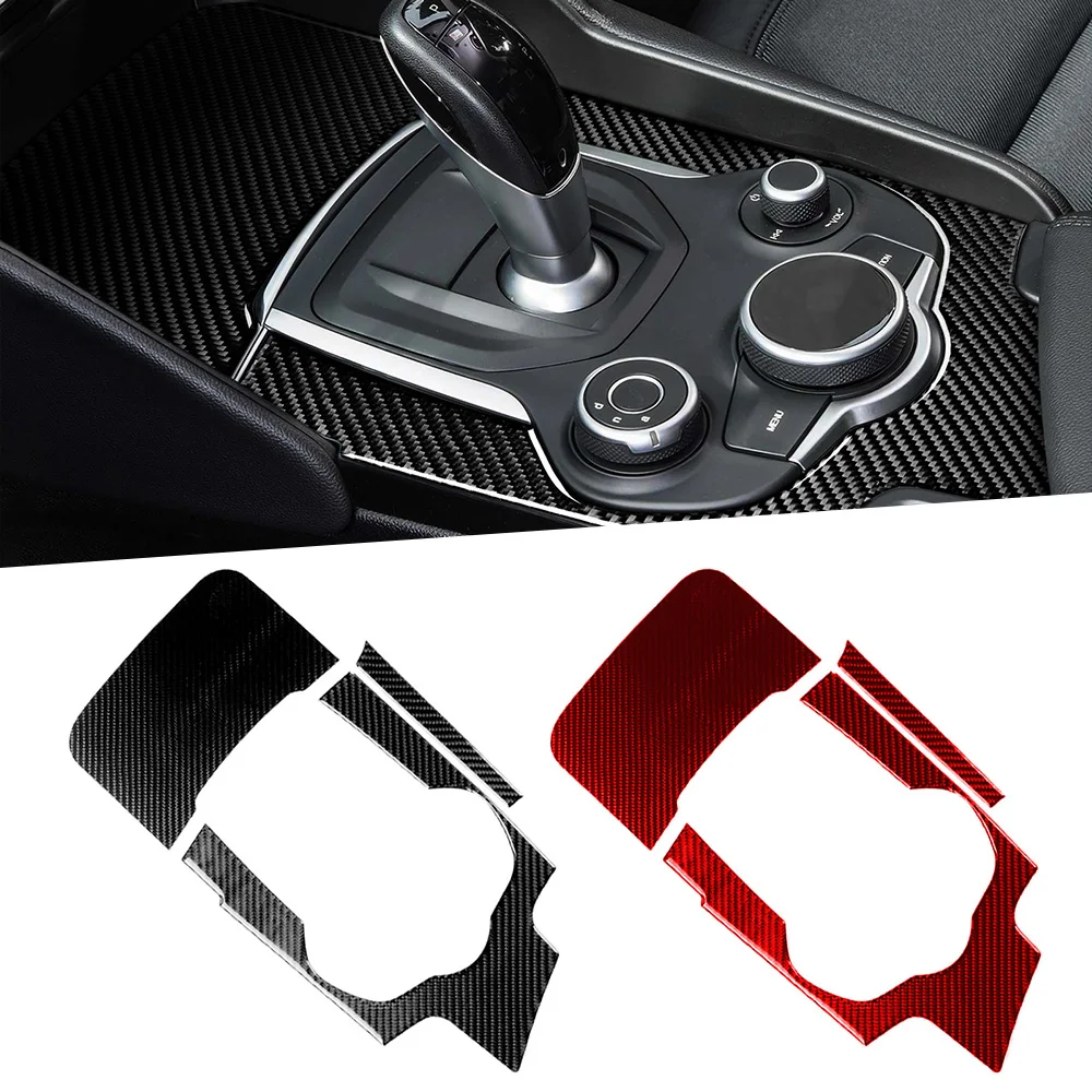 

For Alfa Romeo Giulia 952 2017 2018 2019 Car Gear Shift Cover Sticker Carbon Fiber Decal Center Console Trim Accessories