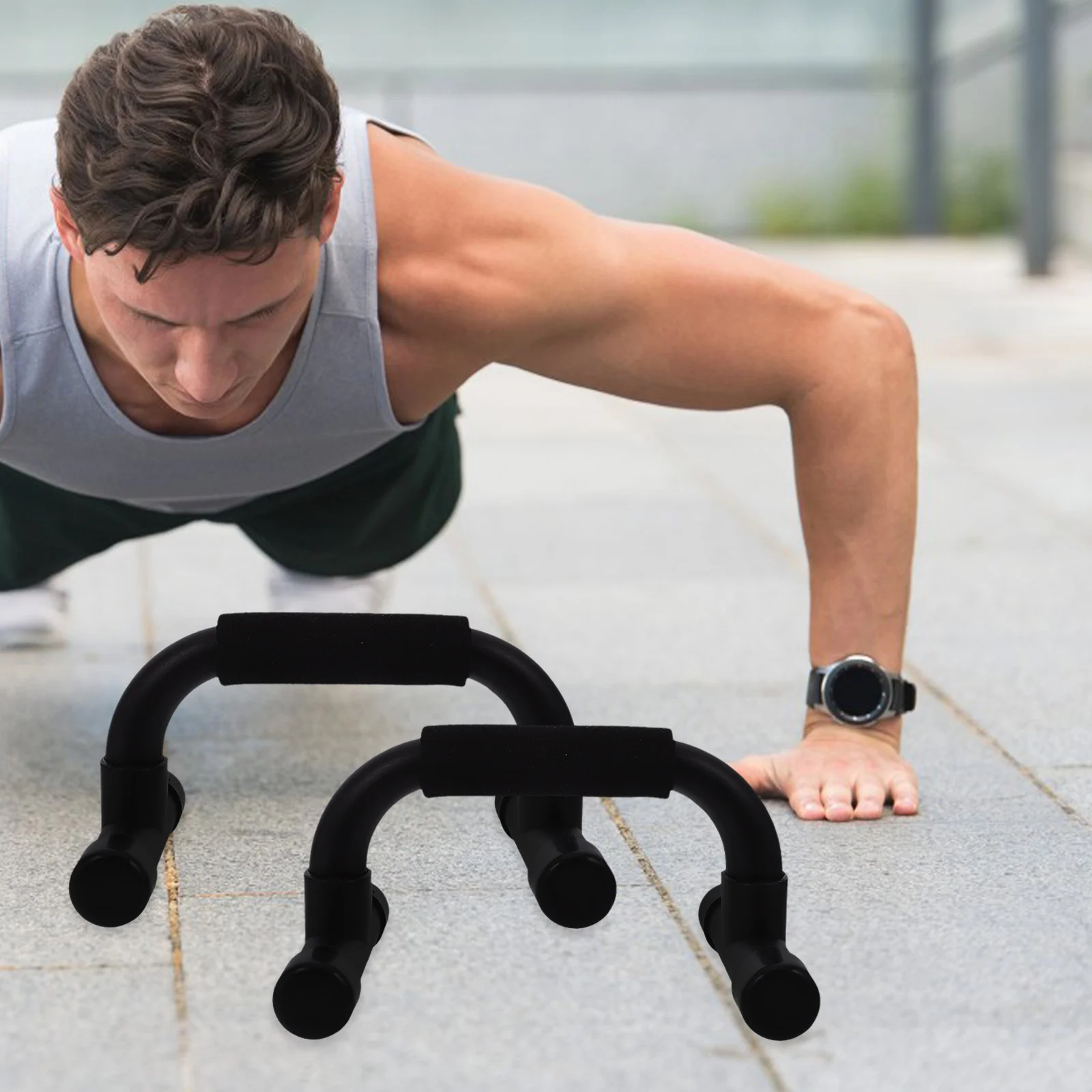 

Bars Stand Fitness Equipment Sturdy Durable Non Slip Foam Grips Lightweight Portable Home Gym Muscle Training