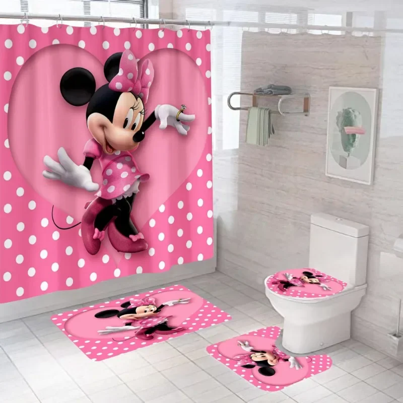 Disney Kawaii Mickey Minnie Cartoon Anime Shower Curtain Digital Printing Waterproof and Mildew Resistant Bathroom Supplies Gift