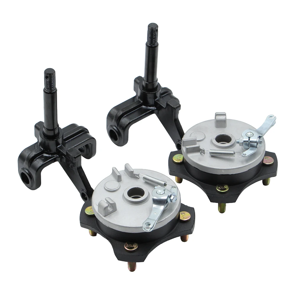 ATV Front Steering Strut Knuckle Spindles 110mm*4 Studs Brake Drum Wheel Hub Kit For 110cc 125cc 150cc Quad Go Kart UTV Buggy