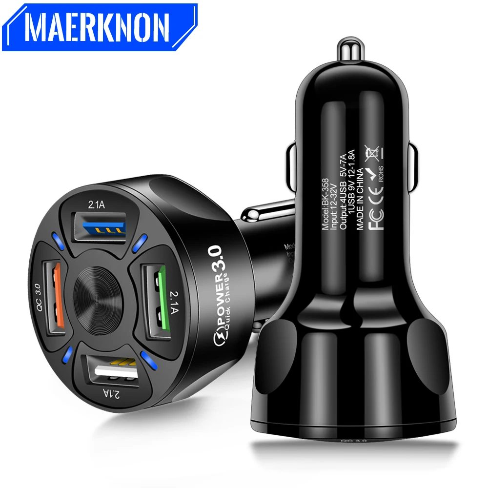 

Car USB Charger Quick Charge 3.0 4.0 Universal 18W Fast Charging in car 4 Port mobile phone charger for samsung s10 iphone 11 7