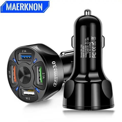 Car USB Fast Charger 4 Ports 18W Maerknon