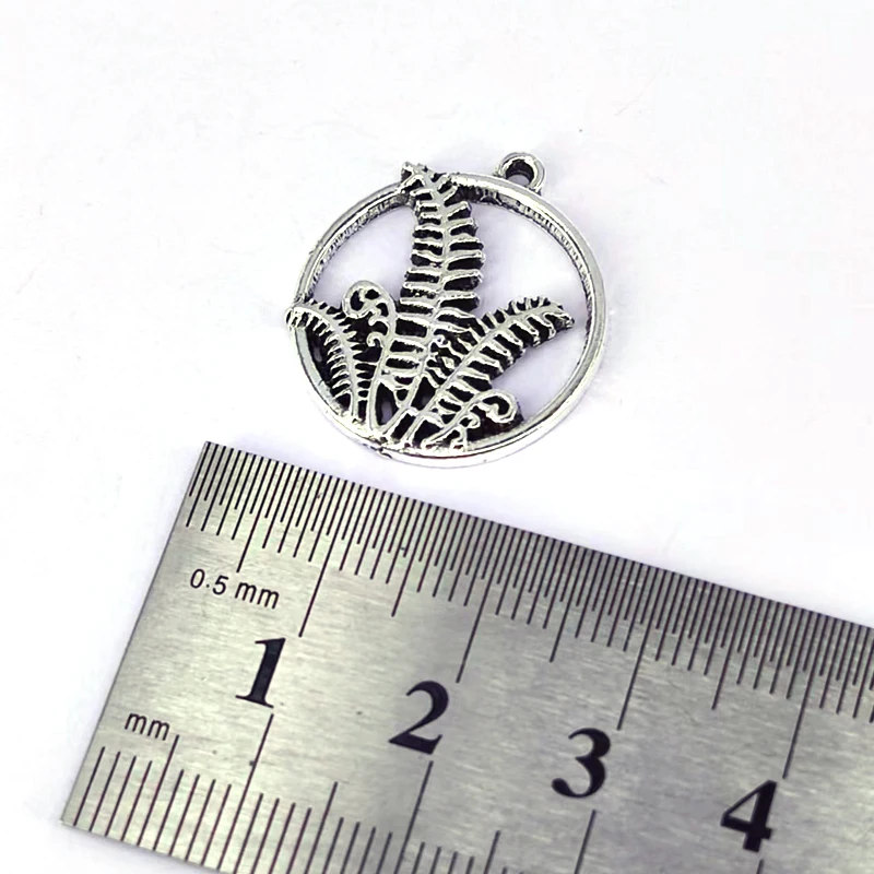 5pcs ancient silver color cute ferns mountain forest charms for women DIY