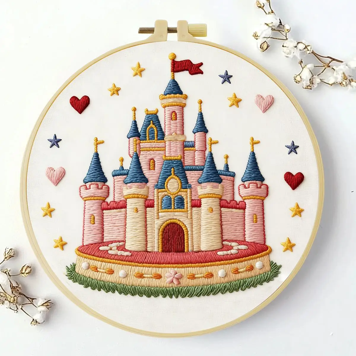 1 Stück 20X20CM/15X15CM 7,87/6,3 Zoll Schloss-Stickerei-Starter-Kit DIY-Kit DIY-Stickerei-Set Handarbeiten Malerei – Detail 2