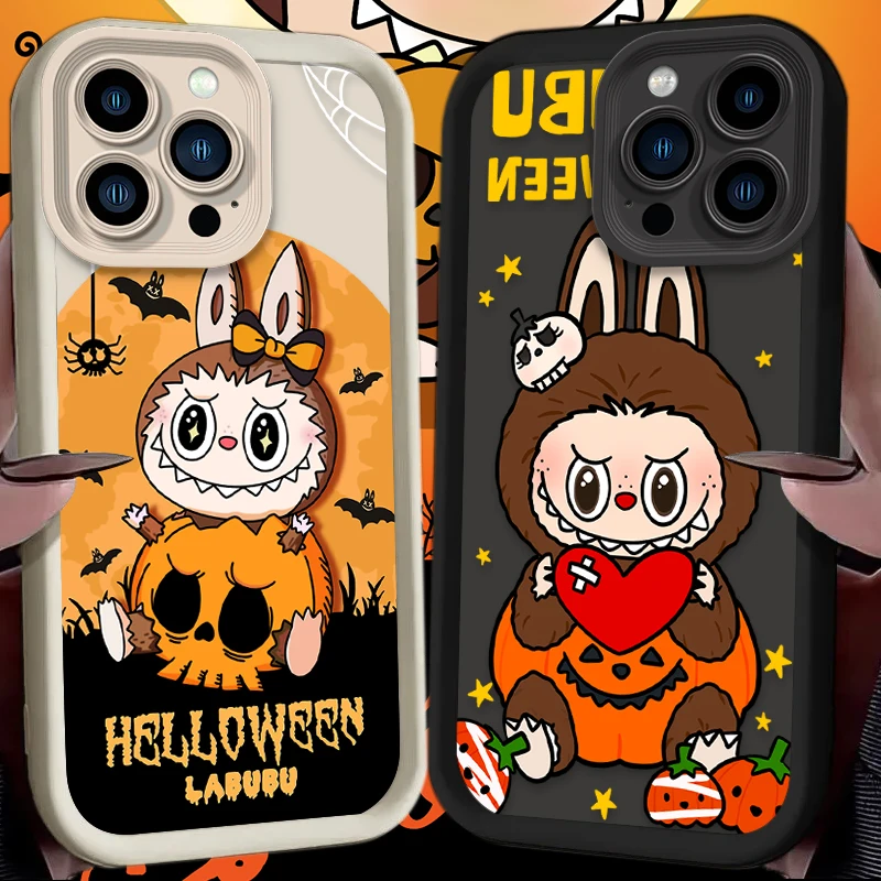 Halloween Kawaii Labubu Silicone Case For iPhone 16 15 14 13 12 11 Pro Max X XS X S Max XR SE 2020 7 8 Plus iphone16 Back Cover