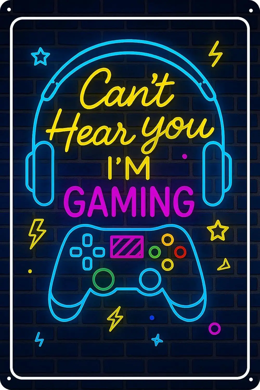 Boy Gaming Room Decor Metal Sign - Can't Hear You I'm Gaming Sign for Boys Room - Gamer Wall Art Accessories, Funny Cool