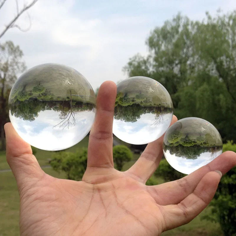 E2 Clear Lens Globe Crystal Ball with Holder, 30-80mm Lensball for Sphere Photography Decoration, Crystal Sphere Display Stand