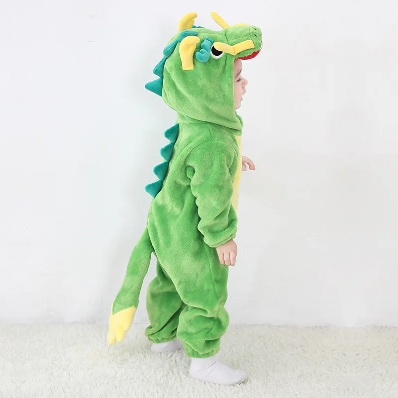 COCOGUGU Kigurumis Dinosaur Baby Rompers Bodysuits Infant Boys Girls Cartoon Onesie Cosplay Jumpsuit Winter Soft Halloween