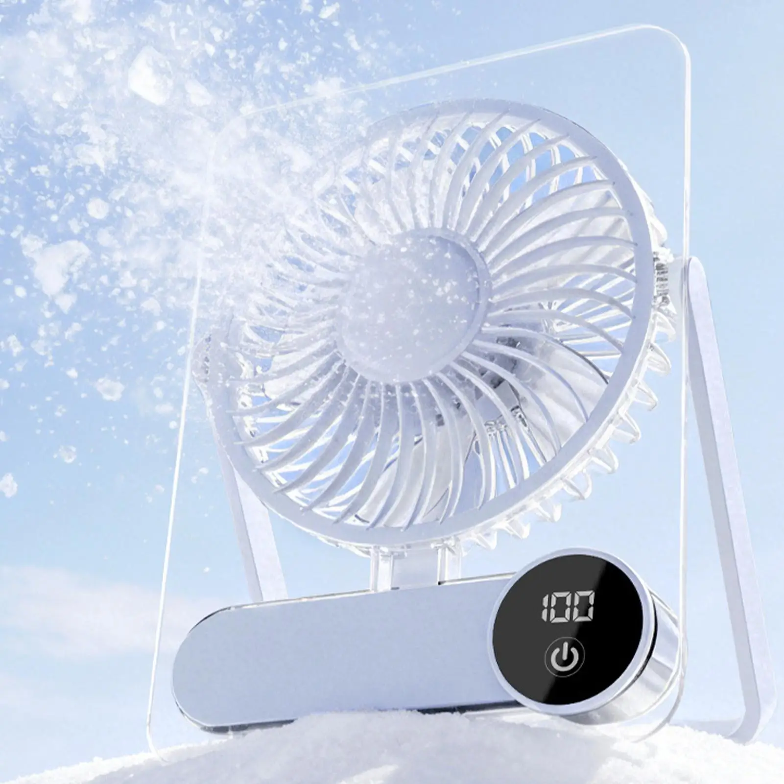 Ultra Thin Desk Fan 100 Speed Settings 1200mAh Rechargeable Portable Wall Mount Handheld Fans for Travel Camping Home Office
