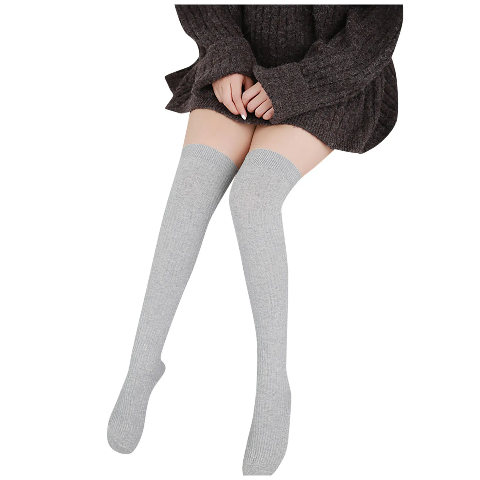 Modne, jednokolorowe podkolanówki damskie, trendy, uniwersalne, za kolano, długie skarpety damskie, termiczne, ciepłe legginsy.