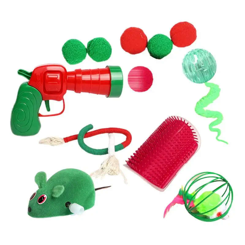 Christmas Cat Toys Wind Up Mice Cat Teeth Cleaning Toy Multifunctional Interactive Cat Toy Ball Active Cat Exercise Toys Fuzzy