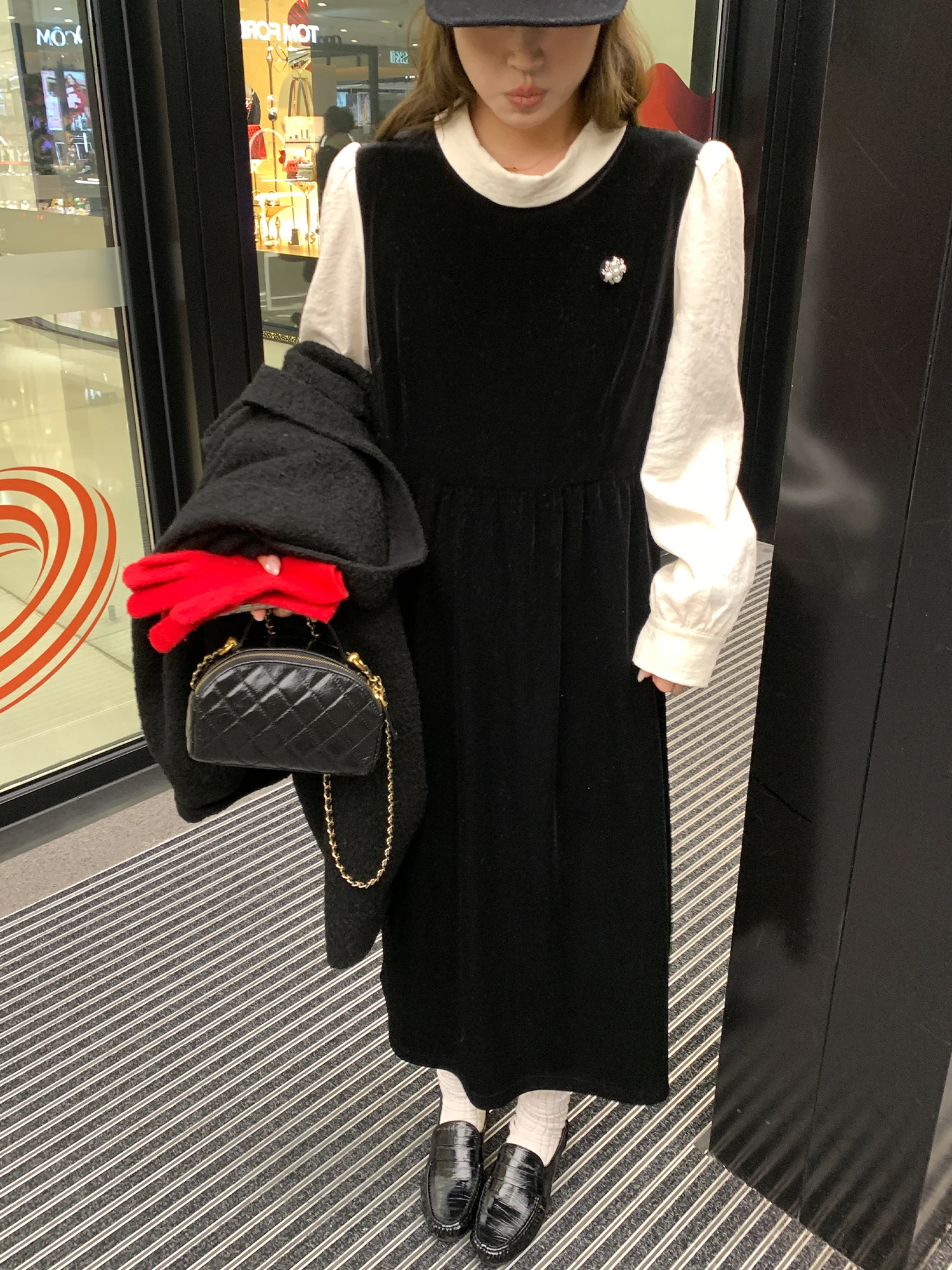 

NAZ Velvet Winter Dr Hepburn Sle Bla Dr for plus Size Women Ele Patchwork Long Sve irt Dr Casual Wear