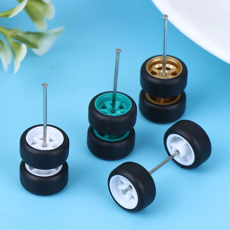 1:64 Wheels For Hotwheels With Rubber Tire Model Model Car Modified Parts Racing Vehicle Toys 4Colors