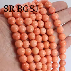 15inch 9-10mm 3A Genuine Natural Light Round  Orange Coral Loose Beads for Jewelry Making DIY Bracelet Necklace Accessories