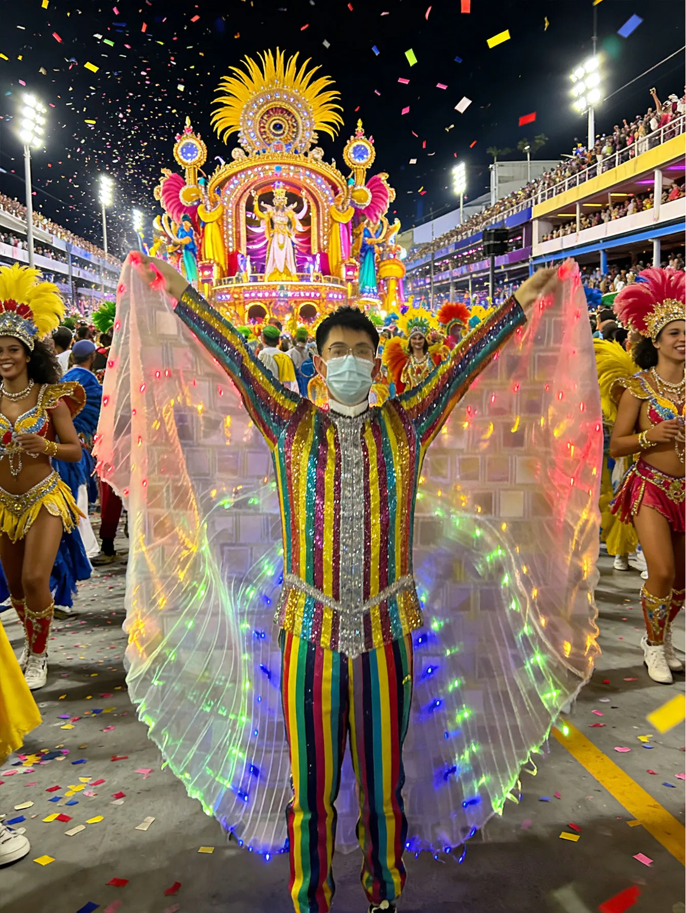 컬러풀 댄스 남성 의상 액세서리 다채로운 LED 나비 파티 날개 파티 장식 망토 (배터리 미포함)