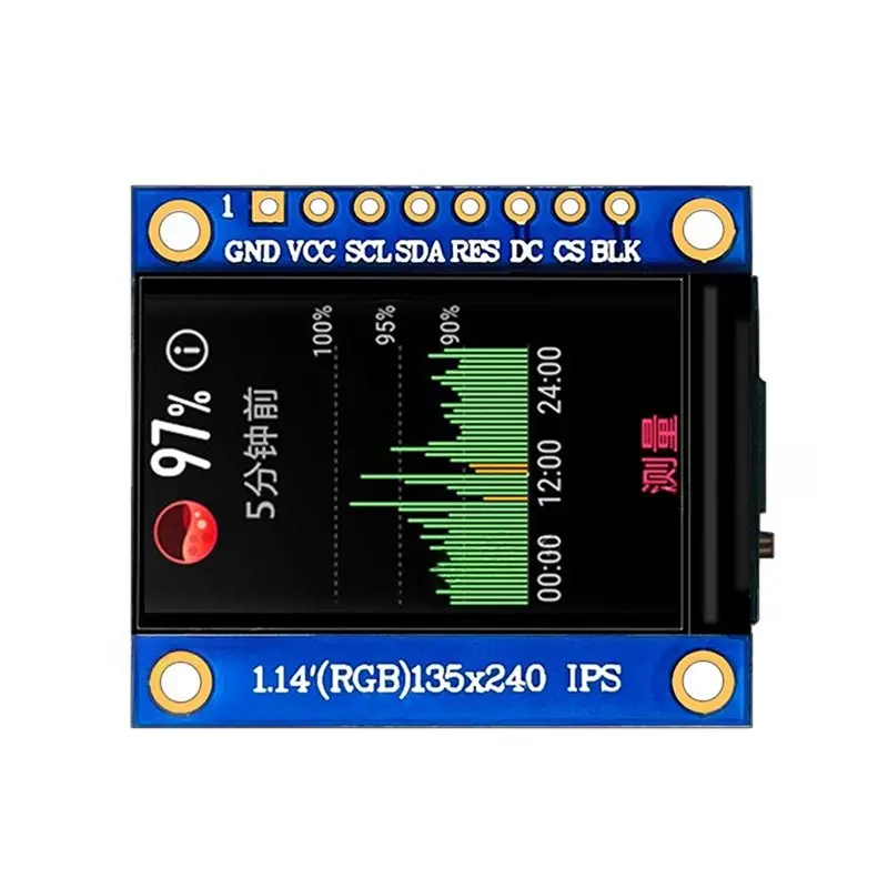 

AA84 High-Definition OLED Display Module 1.14-Inch IPS TFT LCD Screen, ST7789 Driver SPI Interface, 135X240 Resolution