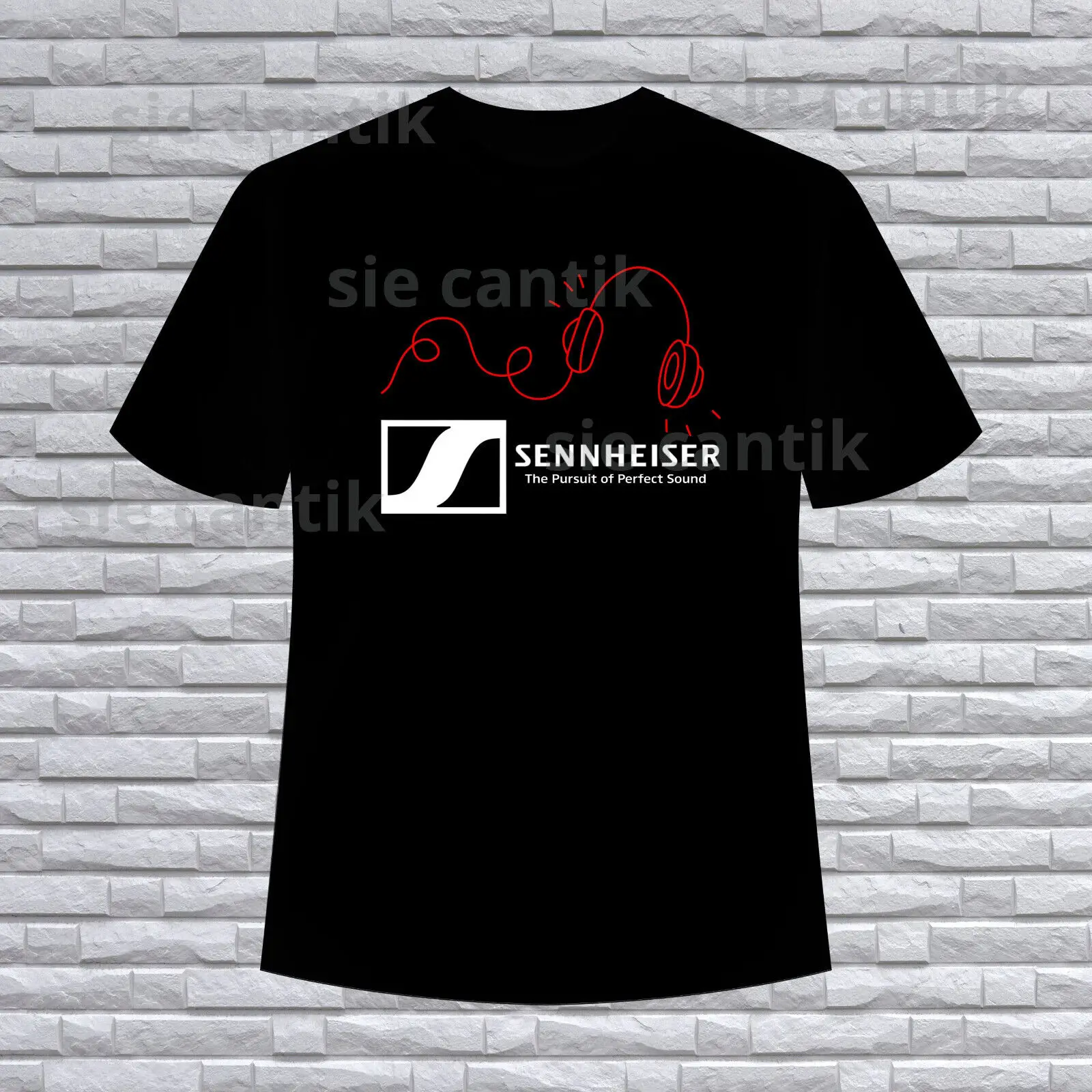 New Shirt Sennheiser Logo Men\'s Black T-Shirt USA Size S to 5XL