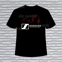 T-shirt preta do logotipo de Sennheiser para homens, camisa nova, tamanho dos EUA, S a 5XL