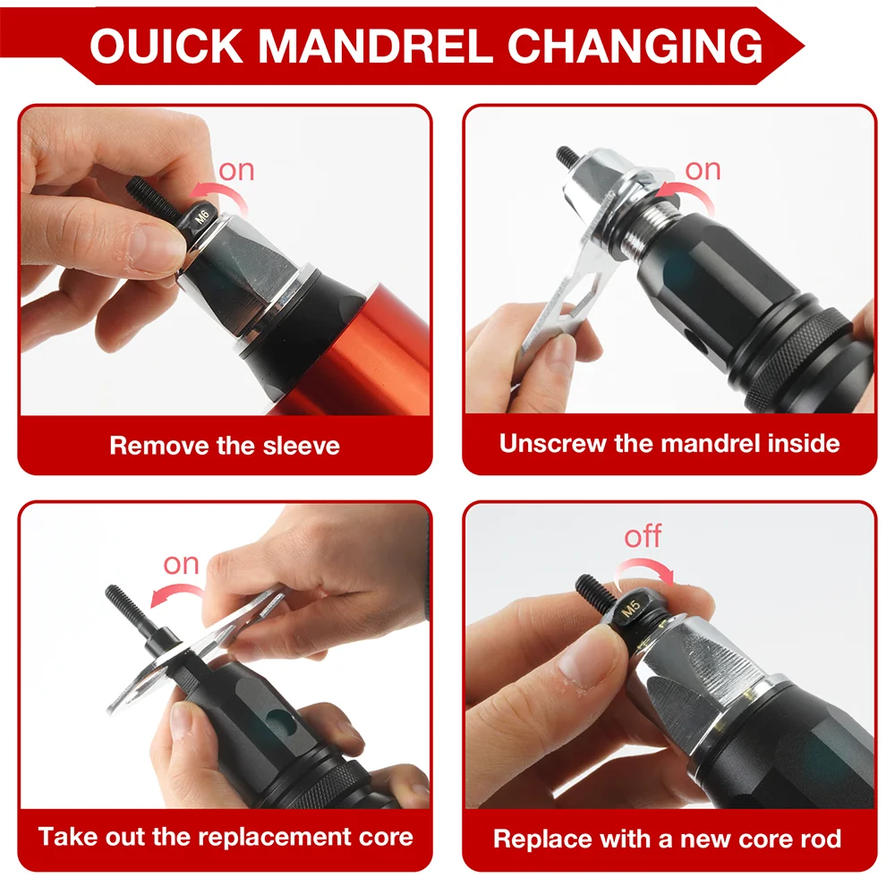 Convertitore professionale per pistola per rivetti elettrici, strumento per rivetti fai da te per la casa, strumento per rivetti M3 M4 M5 M6 M8 M10, macchina per rivetti senza fili, pistola per rivetti a trazione