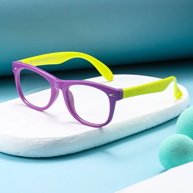 CLLOIO Lightweight Colorful High Elasticity Kids Myopia Learn Eyewear Square Children Optical Frame Customizable Prescription