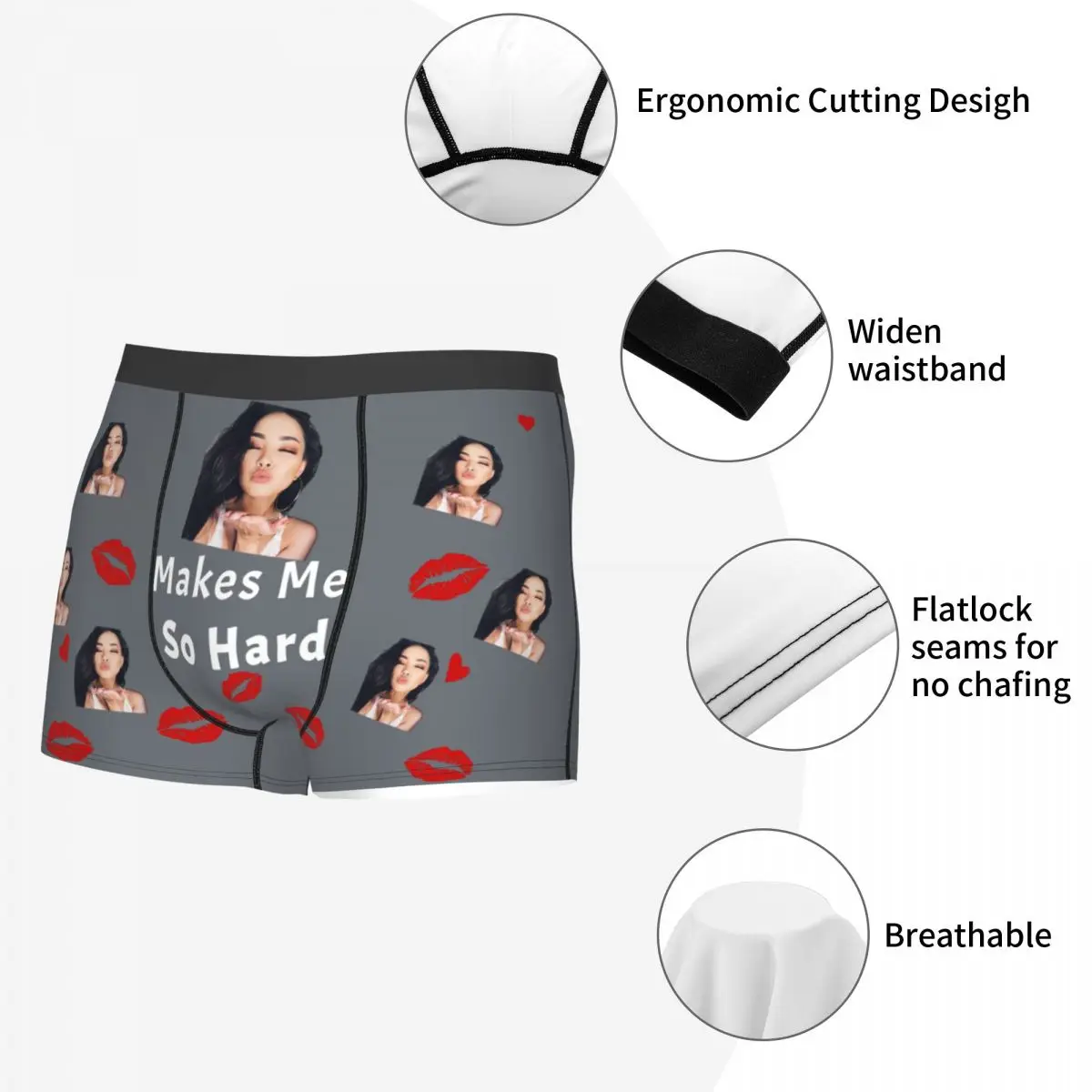 Custom Underwear Shorts Personalized Boxer Briefs Photo Face for Men Boyfriend Romantic Gifts for Husband from Wife Adult Humor