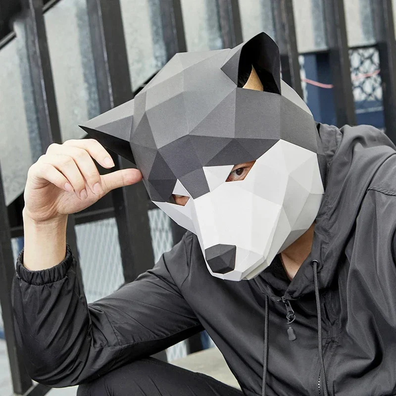 3D แม่พิมพ์กระดาษ Shiba Inu Husky Head Mask, หมวกสัตว์, คอสเพลย์ฮาโลวีน Prop, ผู้หญิงและผู้ชาย, บทบาทเล่น, DIY Craft