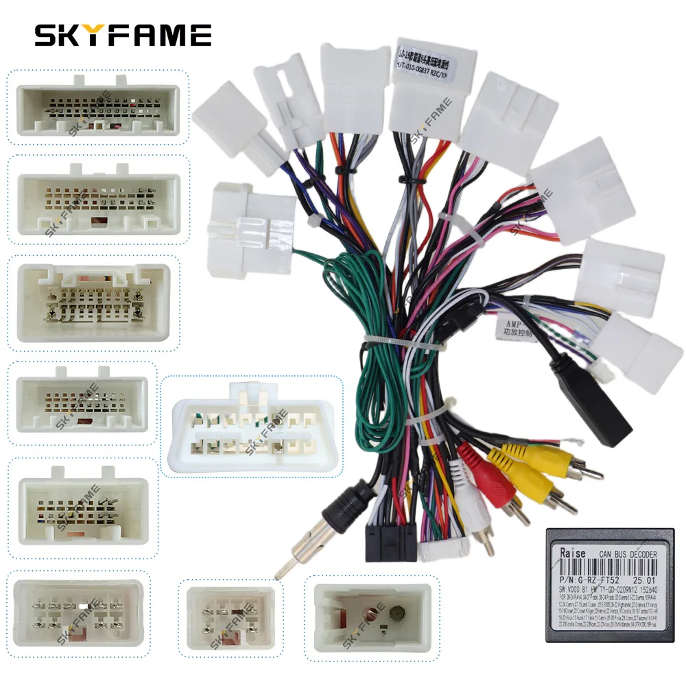 Car 16pin Wiring Harness Adapter Canbus Box Android Radio Power Cable For Toyota Highlander Prado RAV4 Sienna Support OBD