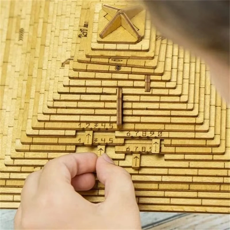 Quest Pyramid Wooden 3D Puzzle Box With Secret Compartment High Difficulty IQ Games Brain Teaser For Adults Kids Birthday Gifts