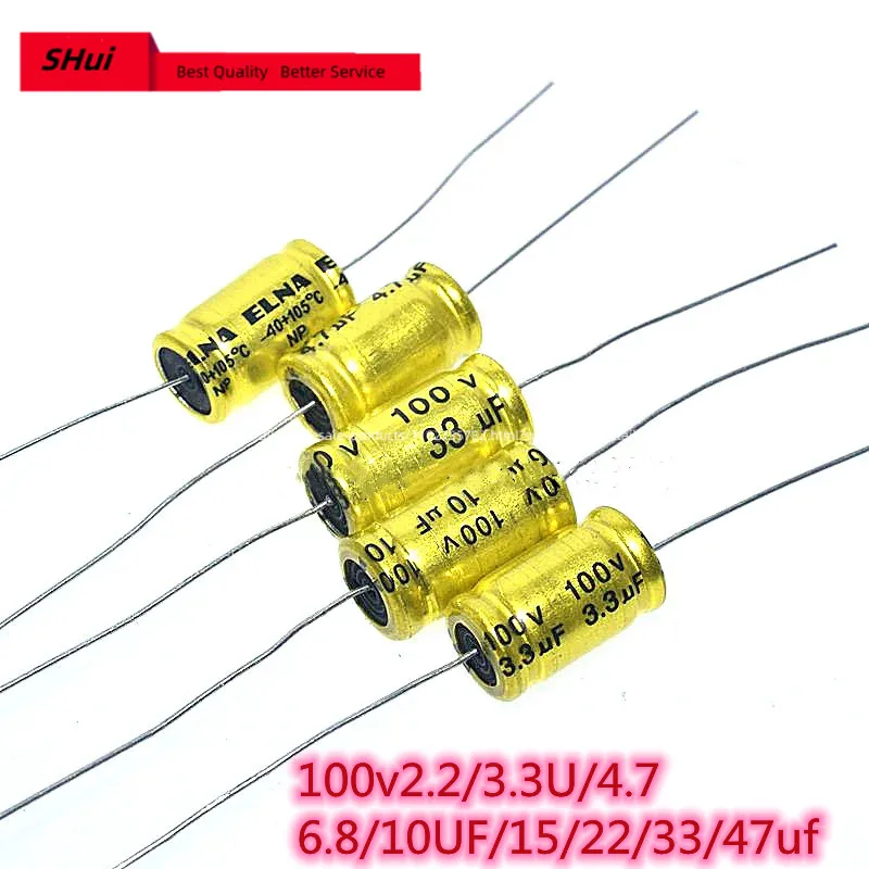 Imagem -02 - Divisão de Frequência 10x16 mm Promessa np Axial Horizontal Capacitor Eletrolítico 10 Pcs100v 2.2 3.3u 4.7 6.8 10uf 15 22 33 47uf np