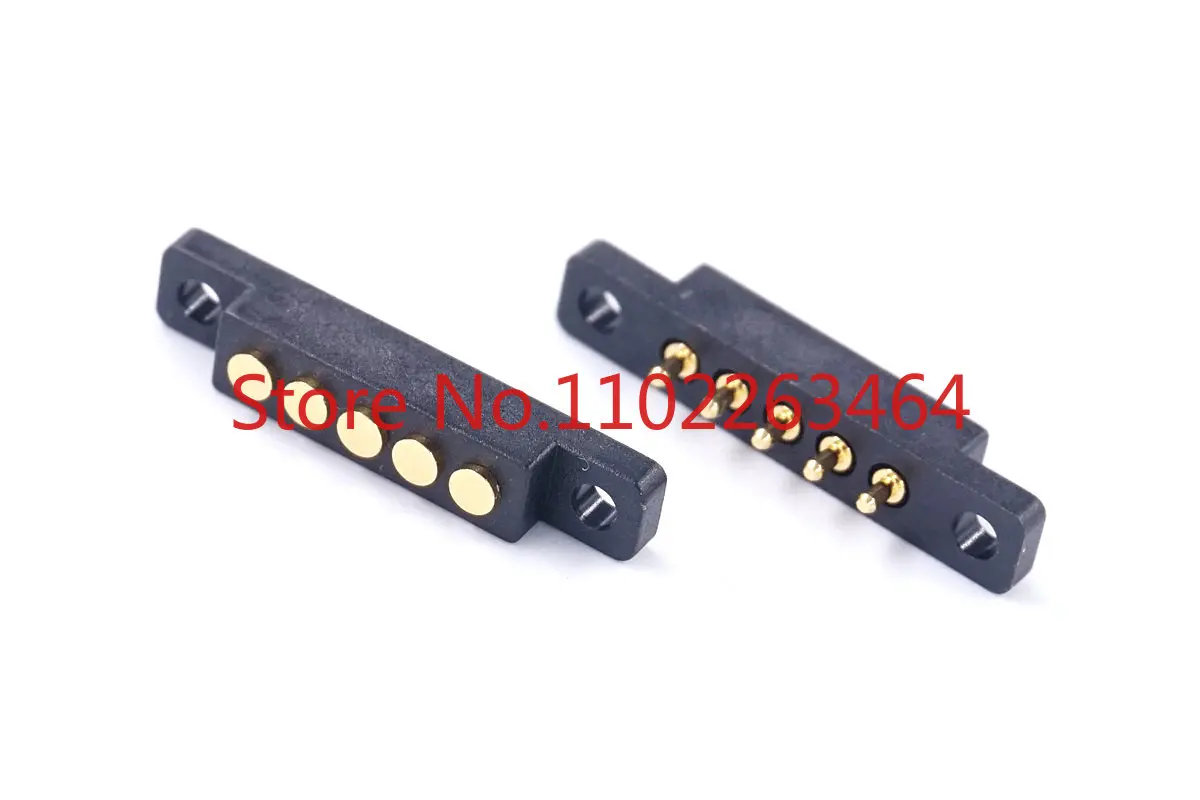 

5pcs Pogo Pin Spring Pin Connector 5p 2.54 Mm Male and Female Base Insert Plate with Screw Hole Installation
