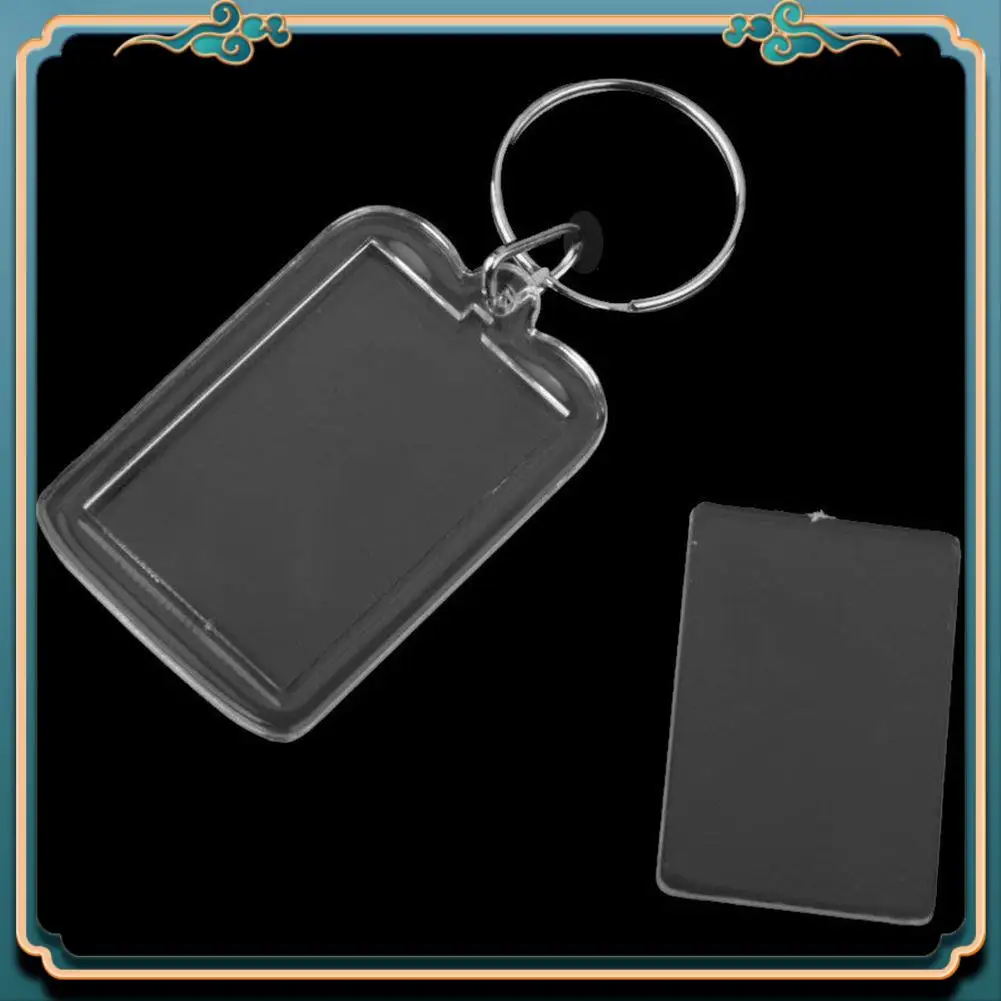 ABJG-キーホルダー 10 個セット DIY 取り外し可能な白い長方形フォトフレームキーホルダー 3.3X5cm