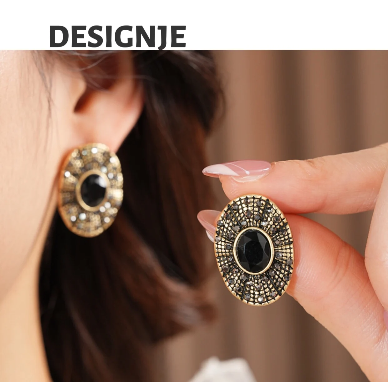 

[Personality] Silver Needle Oval Earrings Fashion Retro Versatile Earrings Light Luxury High-end Earring Women