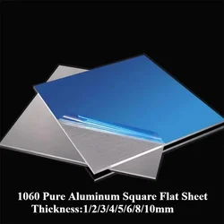 Thickness 1/2/3/4/5/6/8/10mm 1060 Pure Aluminum Square Flat Sheet Plate DIY Frame Metal Plate Support Size Customization