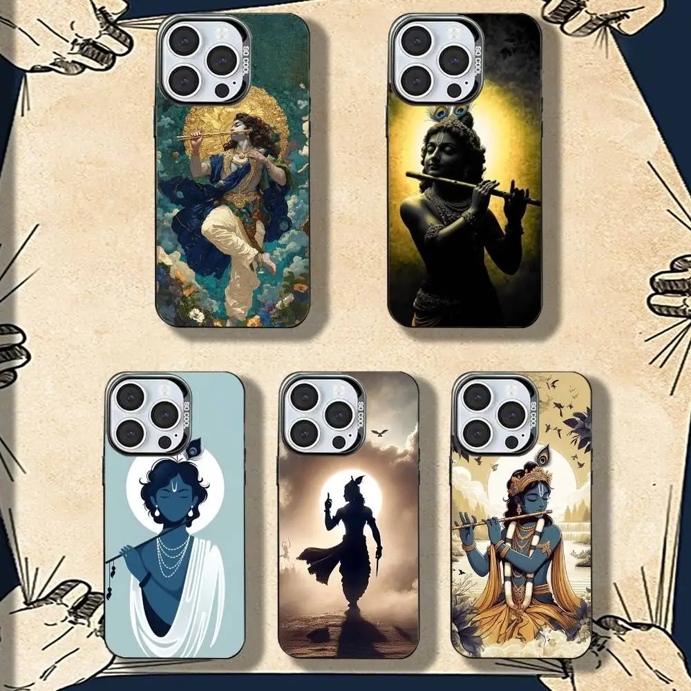 

Indian God Krishna Phone Case For iPhone 16,15,14,13,12,11,8,7,Pro,Max,Plus,Mini,XS,SE Shockproof Matte Cover