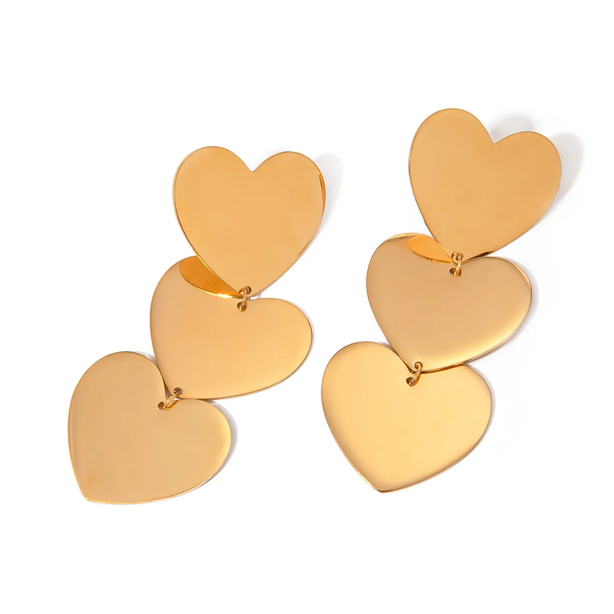 

Stainless Steel PVD 18K Gold Plated Tarnish Waterproof Layered Heart Drop Earrings For Woman Jewelry Wholesale INS