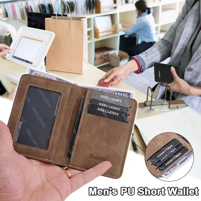 رقيقة غطى بالرمل الجلود متعددة بطاقة رخصة القيادة حامل بطاقة بسيطة عادية الأعمال الجديدة متعددة الوظائف Bifold الرجال محفظة قصيرة