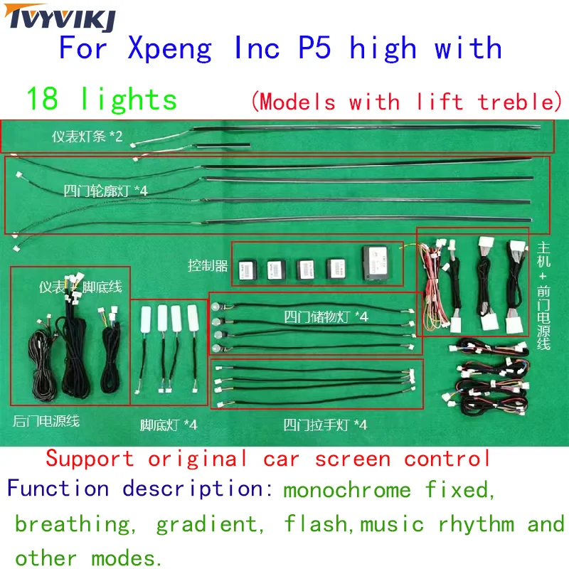 TVYVIKJ Car LED Ambient Light For Xpeng Inc P5 Upgraded Hidden Light Bar, Highlight Ambient Light