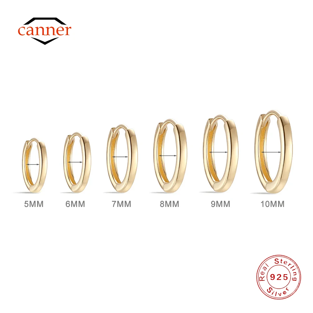 CANNER 1PC 14K Solid Gold 5/6/7/8/9/10mm Round Circle Piercing Earring For Women Ins Classic Geometric Zircon Earring Jewelry