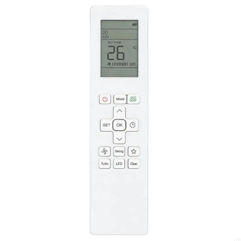 Air Conditioner Remote for RG15B F3S Systems, with English Text for On-Off, Operating Selection, and Temperature Adjustment F19E