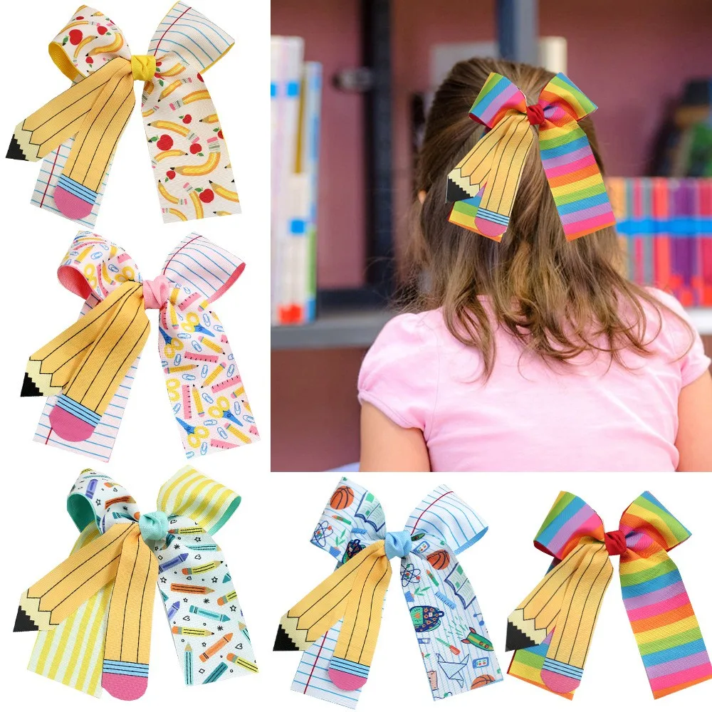 pinza-para-el-pelo-con-lazo-estampado-arcoiris-y-decoraciones-de-lapiz-crayon-y-manzana-pasadores-con-borlas-largas-para-ninas-accesorio-para-la-temporada-de-regreso-a-clases