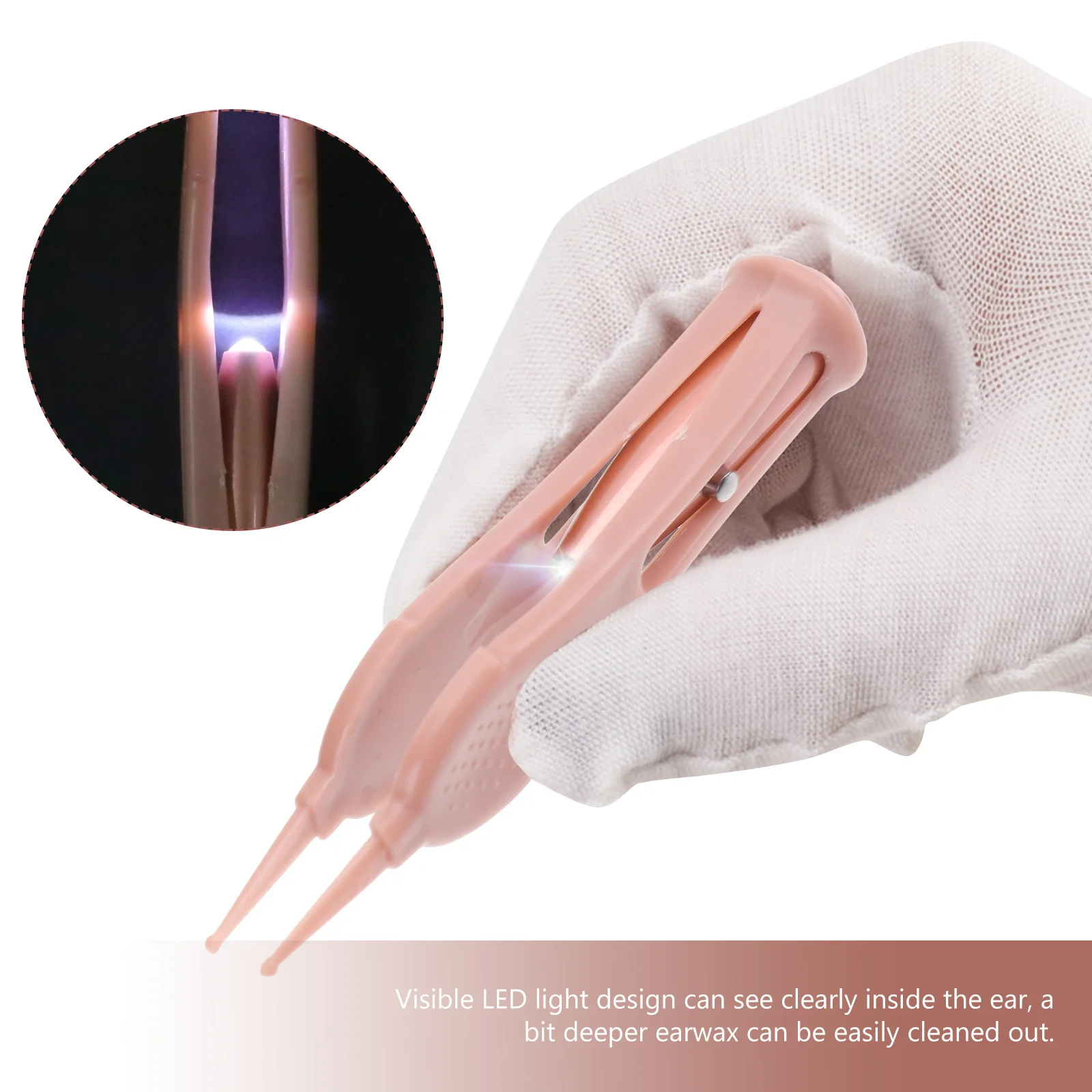 Pinzetta per naso Baby Booger con luce LED rosa, in acciaio inossidabile resistente, silicone leggero, clip per la pulizia di naso, orecchie, ombelico e occhi