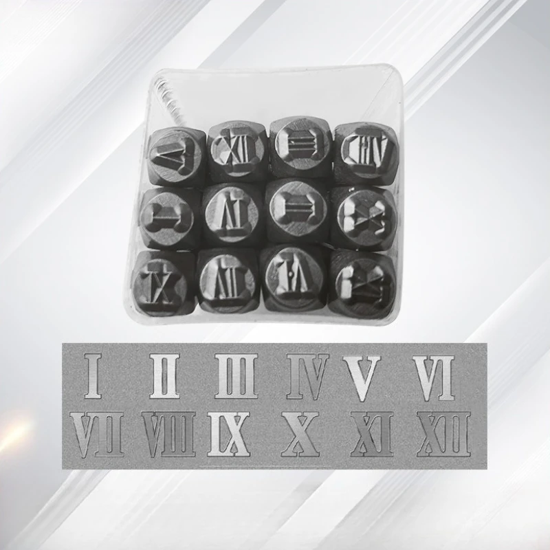 12 Pcs Roman Numerals Steel Stamps Set 3mm Brass Punch for Metal Stamping Leather Craft Date Marking Jewelry Making Tool view 2